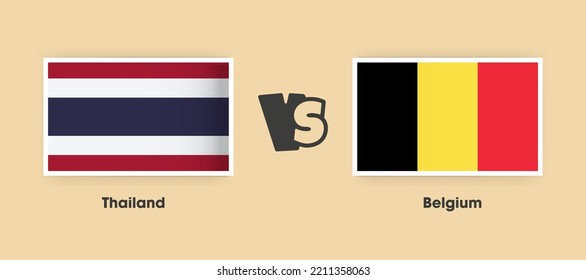 Thailand vs Belgium flags placed side by side. Creative stylish national flags of Thailand vs Belgium with background