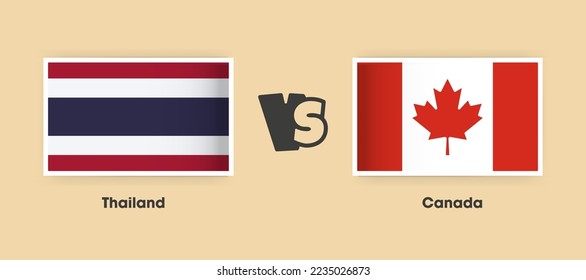 Banderas de Tailandia contra Canadá colocadas lado a lado. Banderas nacionales creativas y elegantes de Tailandia contra Canadá con antecedentes