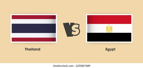 Thailand vs Egypt flags placed side by side. Creative stylish national flags of Thailand vs Egypt with background