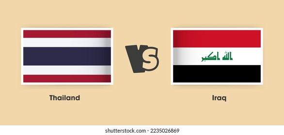 Thailand vs Iraq flags placed side by side. Creative stylish national flags of Thailand vs Iraq with background