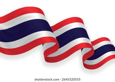 Thailand waving flag with bright colors on clean background