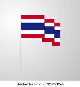 Thailand waving Flag creative background