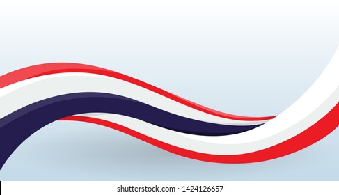Thailand Waving National flag. Modern unusual shape. Design template for decoration of flyer and card, poster, banner and logo. Isolated vector illustration.