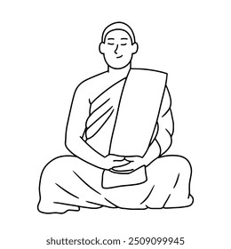 Thailand's buddhist monk, handdrawn illustration