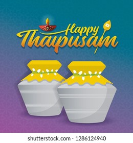 Thaipusam or Thaipoosam - A festival celebrated by the Tamil community. Paal kudam (milk pot offerings) in flat vector illustration.