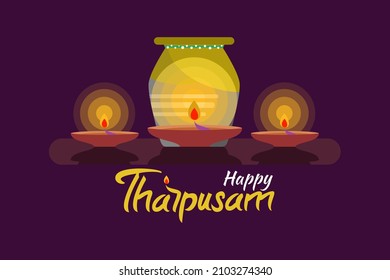 Thaipusam or Thaipoosam greeting card. Paal kudam (milk pot). Hinduism flat vector illustration.