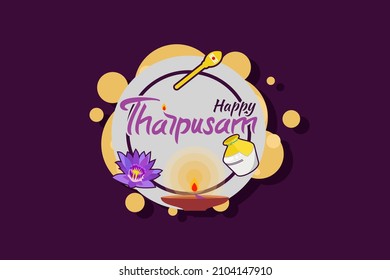 Thaipusam or Thaipoosam greeting card. Paal kudam (milk pot). Hinduism flat vector illustration.