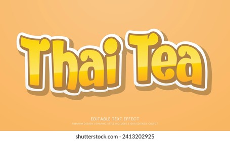 thaitea editable 3d text effect template bold typography and abstract style drinks logo and brand