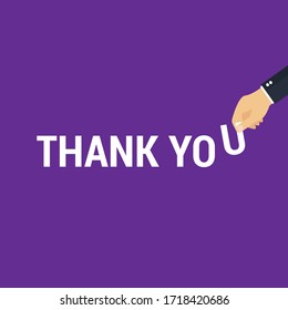 thak you concept - thakk you text and business hand.Conceptual vector illustration in flat style design.Isolated on background.