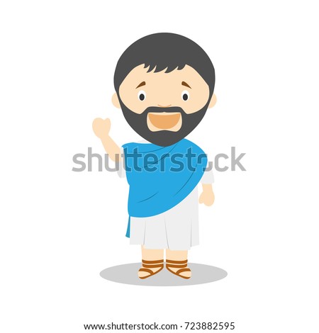 Thales of Miletus cartoon character. Vector Illustration. Kids History Collection.
