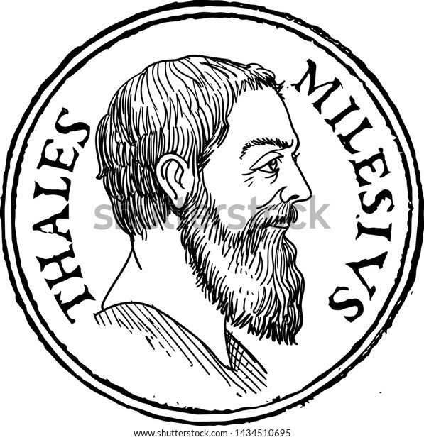Thales Miletus Line Art Portrait Stamp のベクター画像素材 ロイヤリティフリー
