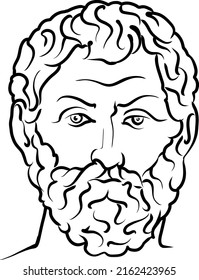 Thales of Miletus modern vector drawing. Hand-drawn outline sketch. Drawing for use on any marketing project and for resale as print.