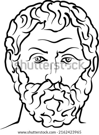 Thales of Miletus modern vector drawing. Hand-drawn outline sketch. Drawing for use on any marketing project and for resale as print.