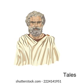 Thales of Miletus, retrato de ilustraciones vectoriales. Era un filósofo griego presocrático, matemático y astrónomo.