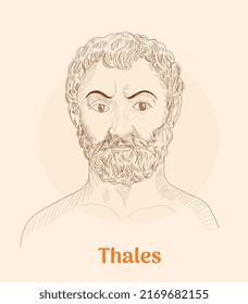 ilustración vectorial del dibujo de la mano del retrato de thales 