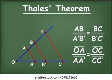 Thales theorem on green chalkboard vector