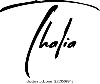 Thalia Name Of Baby Girl Cursive Typography Hand Written Brush Text