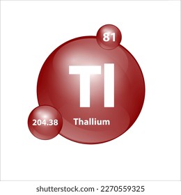 Thallium (Ti) Icon structure chemical element round shape circle brown easily. 3D Illustration vector. Chemical element of periodic table Sign with atomic number. Study in science for education. 