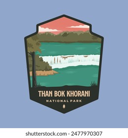 than bok khorani nasional park logo vector patch emblem illustration design, krabi thailand landmark emblem design