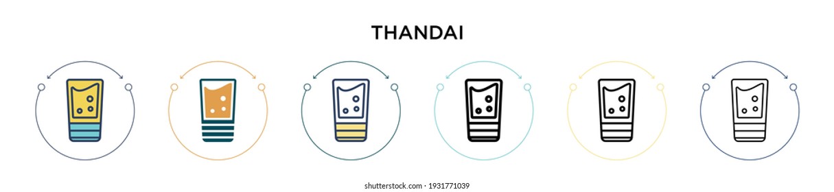 Thandai-Icon in vollem, dünnen Linie, Umriss und Strich-Stil. Vektorgrafik von zwei farbigen und schwarzen Thandai-Vektorgrafiken-Designs kann für mobile, i, web-basierte