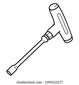 T-Handle nut driver. Vector outline icon isolated on white background.