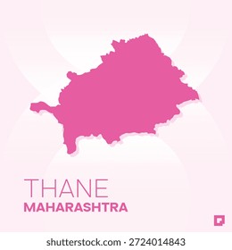 Thane District Map, Maharashtra, India – Editable Vector Outline.