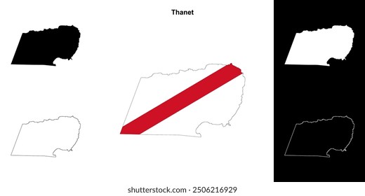 Thanet blank outline map set