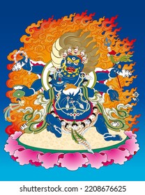 thangka buddhism antique Asia meditating holly,mahakala.