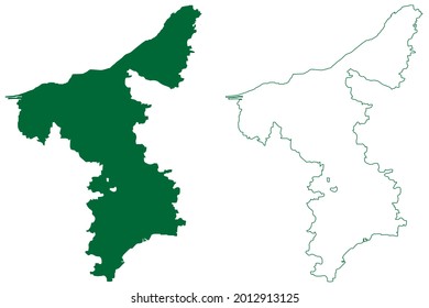 Thanjavur District (Tamil Nadu State, Republic Of India) Map Vector Illustration, Scribble Sketch Thanjavur Map