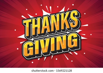 Thank giving, font expression pop art comic speech bubble. Vector illustration
