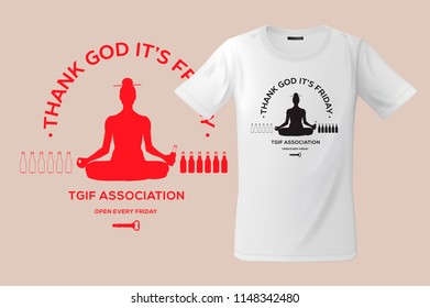 Thank God It’s Friday. Print on T-shirts, sweatshirts and souvenirs, cases for mobile phones, vector illustration.