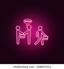 to thank for a good deed icon. Elements of Conversation and Friendship in neon style icons. Simple icon for websites, web design, mobile app, info graphics