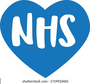 Thank NHS. National health service. Handwritten lettering. Isolated on white background. Illustration with text saying thank you concept for carers, for NHS workers, staff, and volunteers. Vector Eps.