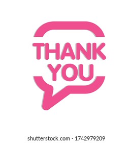 Thank You’ pink color vector sign inside a text message bubble, designed to express gratitude with a modern and vibrant touch