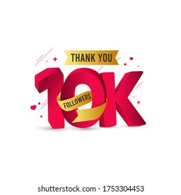 Thank You 10 K Followers Vector Template Design Illustration