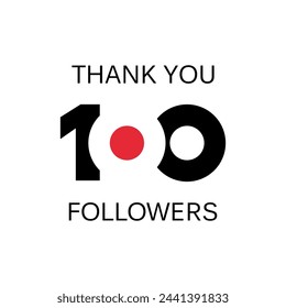 thank you 100 followers. One hundred followers celebration banner. Greeting card for social networks. Achievement vector illustration. svg