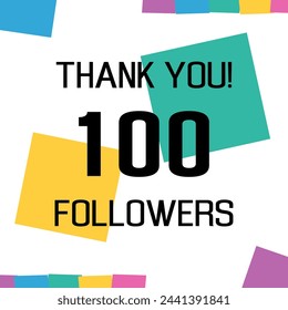 thank you 100 followers. One hundred followers celebration banner. Greeting card for social networks. Achievement vector illustration. svg