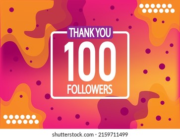 Thank you 100 followers vector. Greeting social card thank you followers. Banner for social networks.