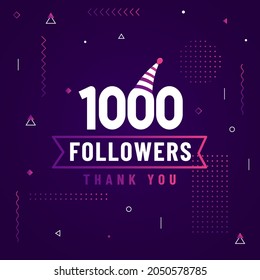 Thank you 1000 followers, 1K followers celebration modern colorful design.