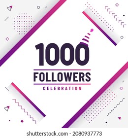 Thank you 1000 followers, 1K followers celebration modern colorful design.