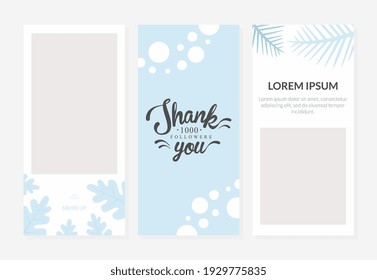 Thank You 1000 Followers Card, Congratulating Networking Background Cartoon Vector Illustration