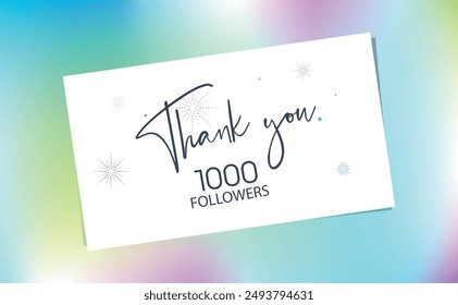 Thank you 1000 followers card on white background