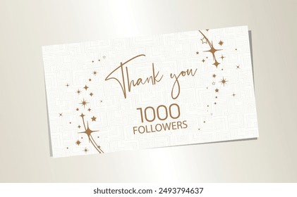 Thank you 1000 followers card on white background