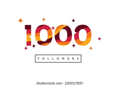 Thank you 1000 followers colorful abstract template design