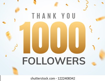 thank you 1000 followers design template social network number anniversary social users golden number friends - instagram 1000 followers post