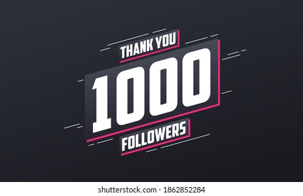 Thank you 1000 followers, Greeting card template for social networks.