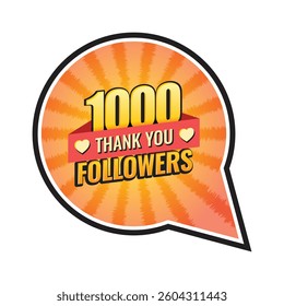Thank you 1000 followers icon in flat style. Subscription amount vector illustration on isolated background. 1k follower sign business concept.