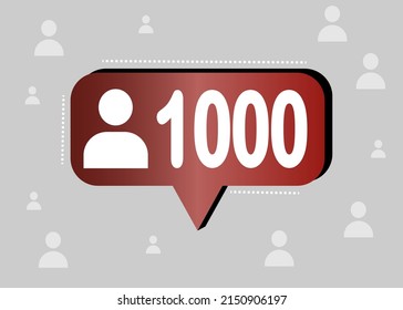 Thank you 1000 followers and peoples. Banner for online social group. Vector illustration