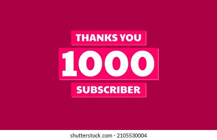 Thank you 1000 followers, red violet Greeting card template for social media.
