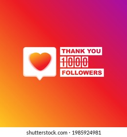 thank you 1000 followers. simple modern gradient announcement for social network. Vector illustration